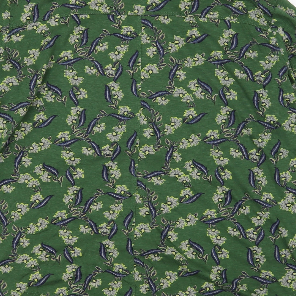 White Stuff Womens Green Floral 100% Cotton Basic Button-Up Size 18 Collared
