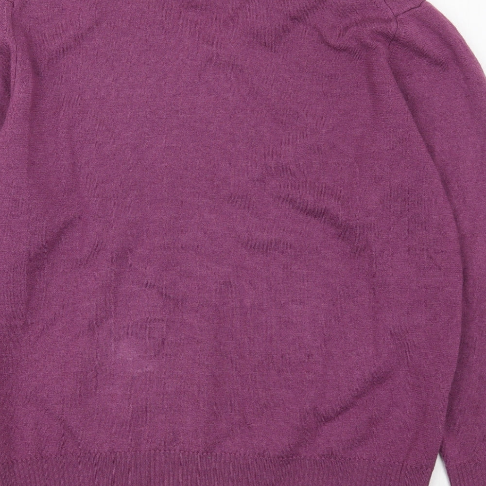Zara Mens Purple V-Neck  Wool Pullover Jumper Size XL