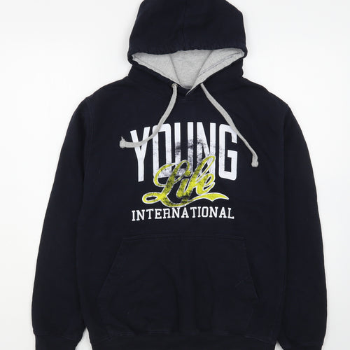 Awdis Mens Blue  Cotton Pullover Hoodie Size S