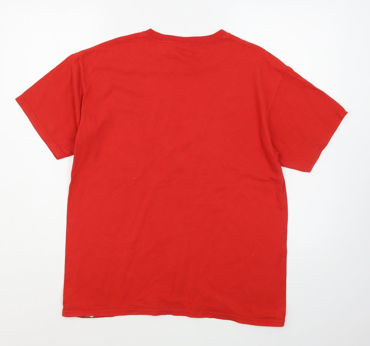 Gilden Mens Red  Cotton  T-Shirt Size XL Round Neck