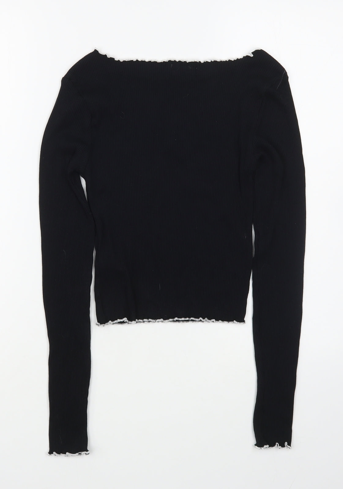 Topshop Womens Black  Cotton Basic T-Shirt Size XS Boat Neck