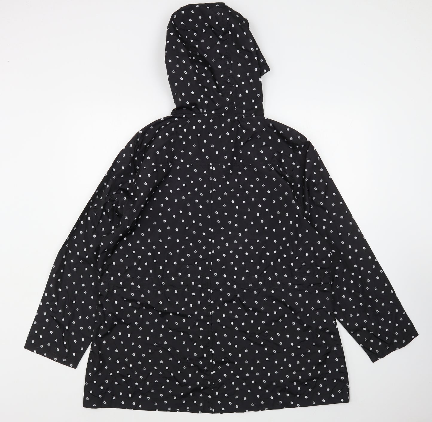 Bonmarché Womens Black Polka Dot  Rain Coat Coat Size 18  Zip