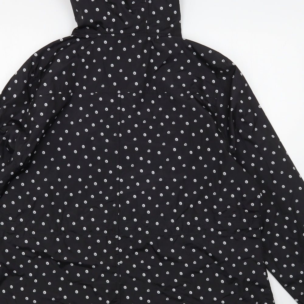 Bonmarché Womens Black Polka Dot  Rain Coat Coat Size 18  Zip
