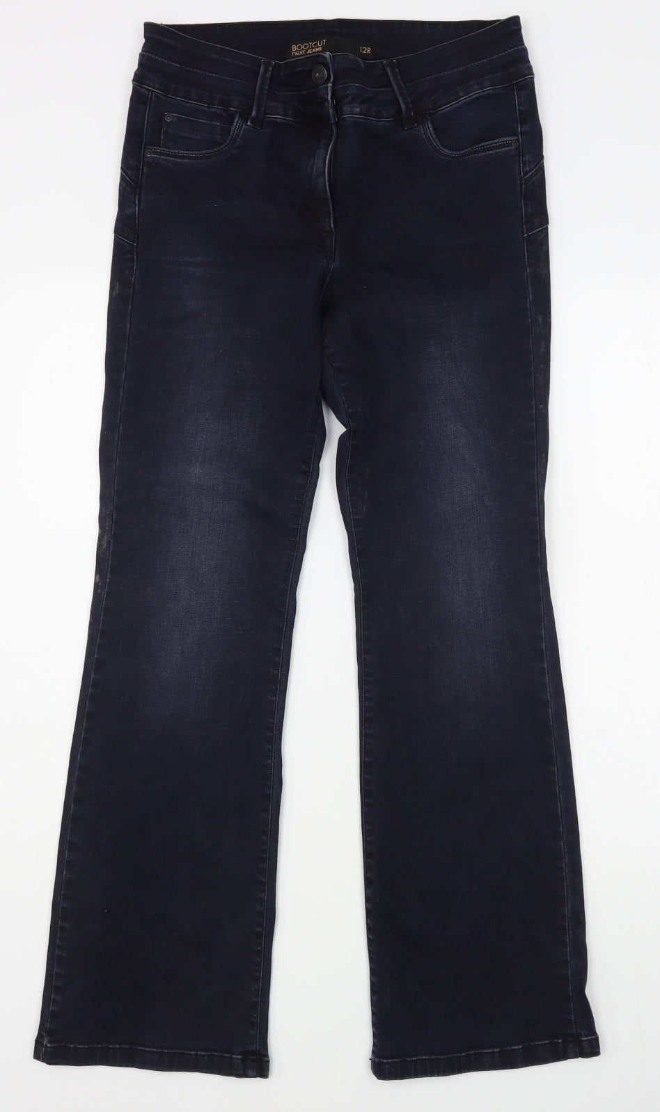NEXT Womens Blue  Cotton Bootcut Jeans Size 12 L30 in Regular Zip