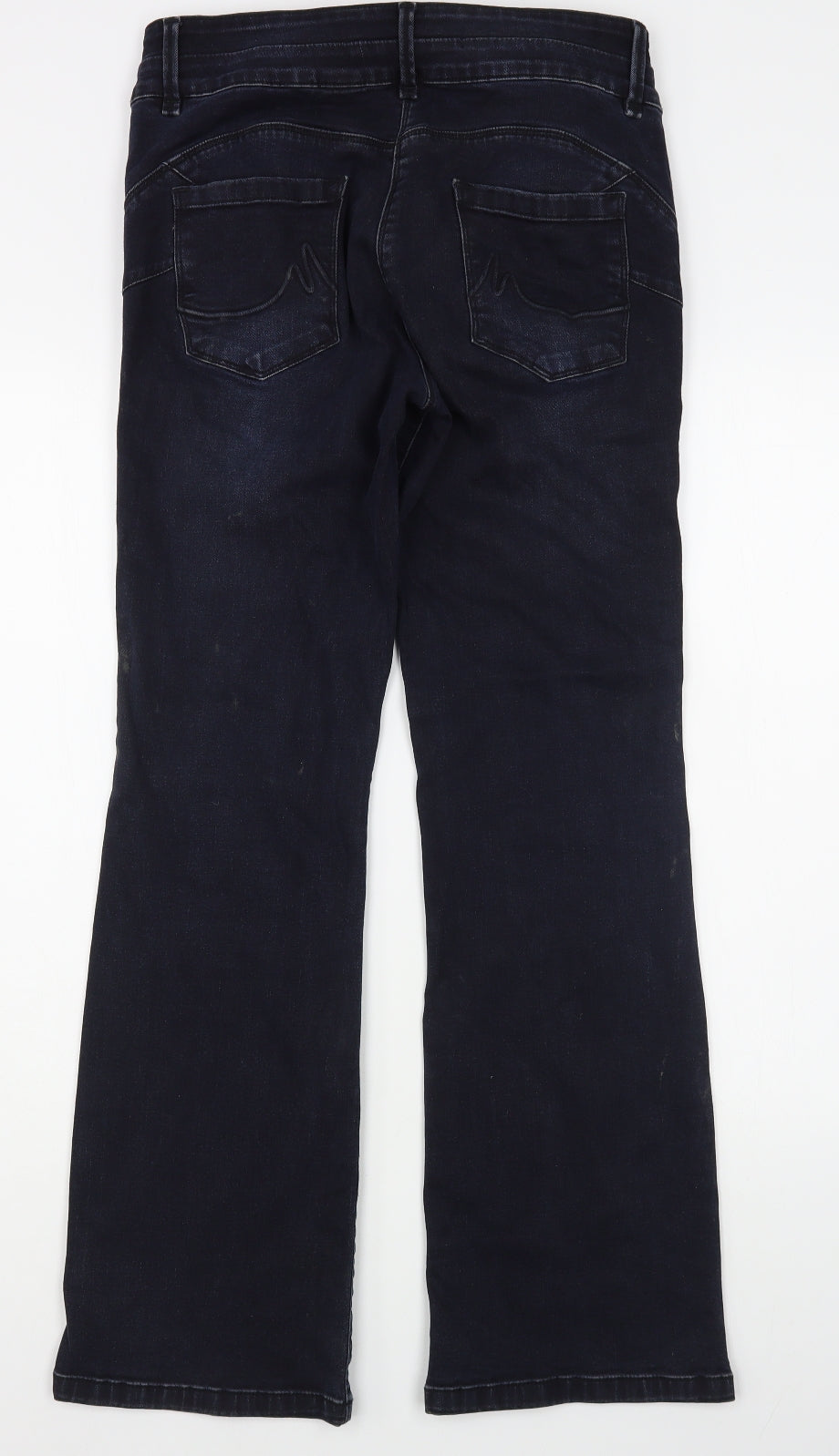 NEXT Womens Blue  Cotton Bootcut Jeans Size 12 L30 in Regular Zip