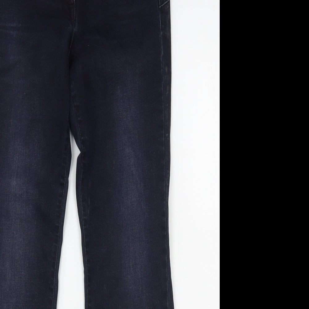 NEXT Womens Blue  Cotton Bootcut Jeans Size 12 L30 in Regular Zip