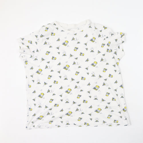 Primark  Mens White  Cotton  T-Shirt Size XL Round Neck  - Bees