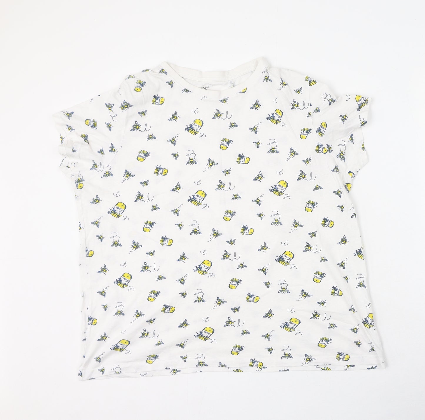 Primark  Mens White  Cotton  T-Shirt Size XL Round Neck  - Bees