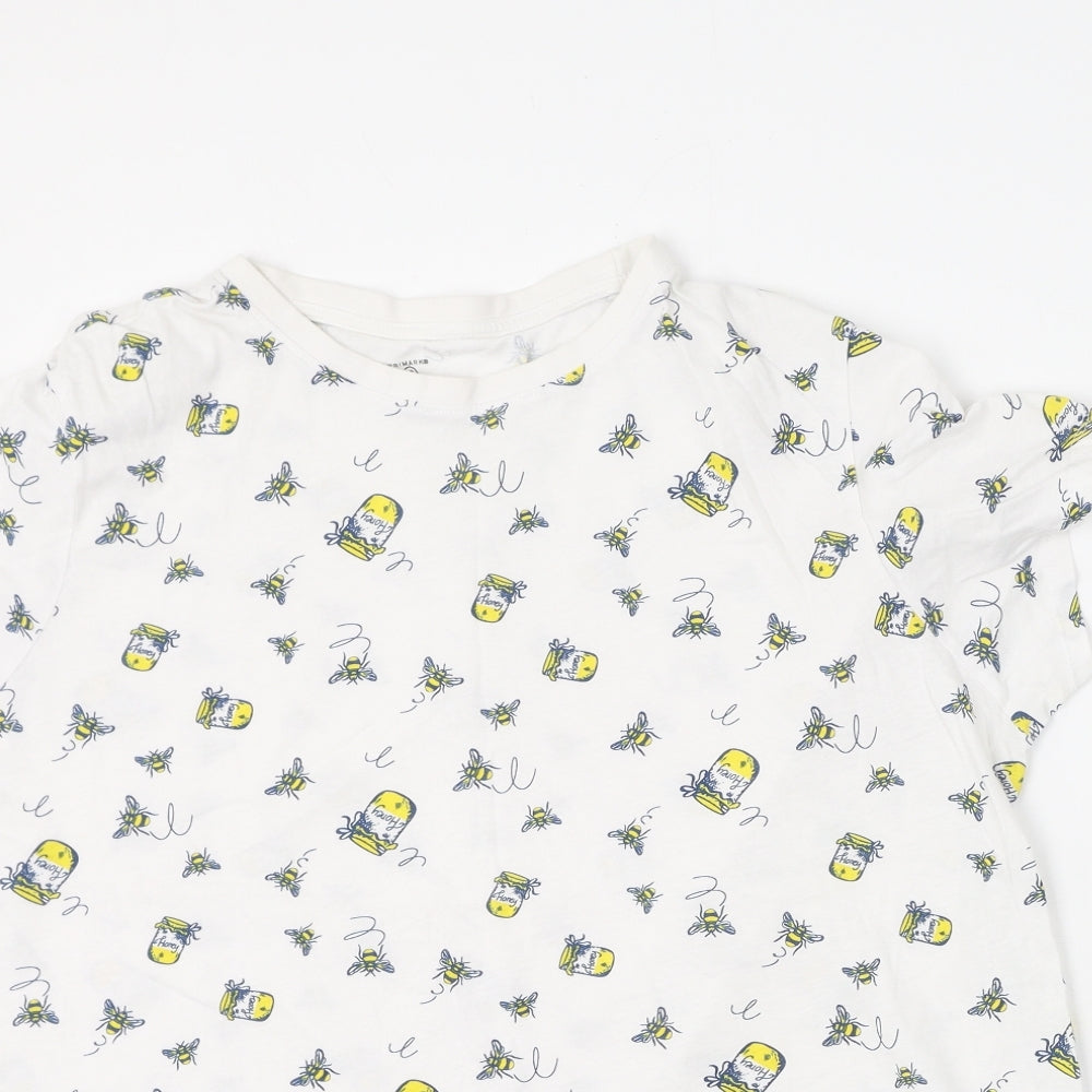 Primark  Mens White  Cotton  T-Shirt Size XL Round Neck  - Bees