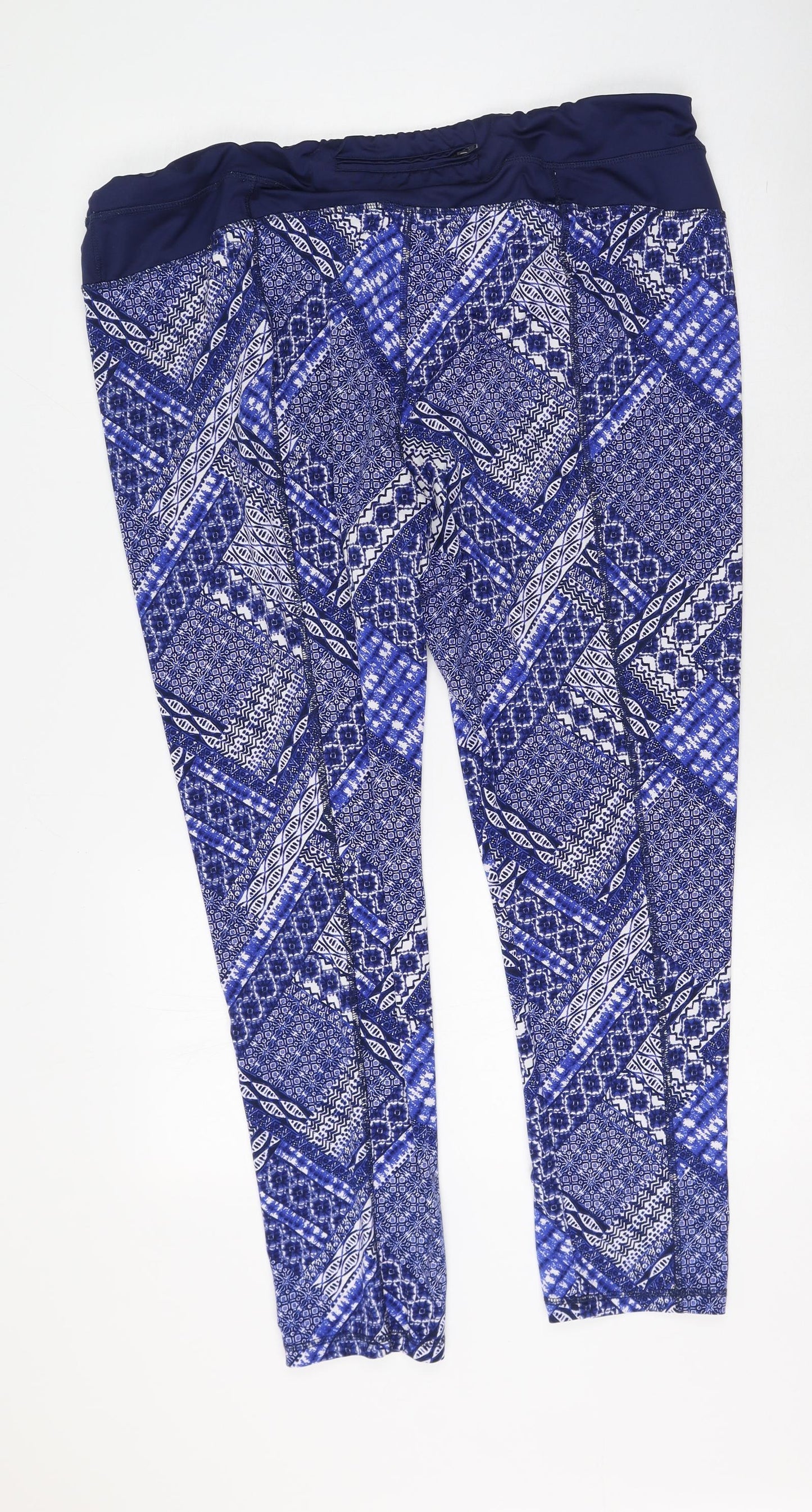 TU Womens Blue Geometric Polyester Pedal Pusher Leggings Size 22 L26 in Regular