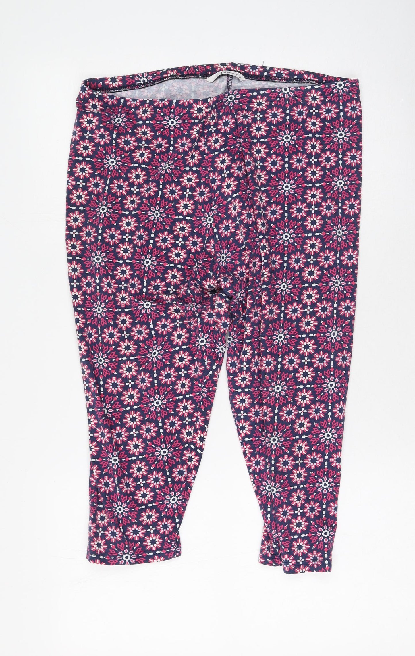 TU Womens Pink Floral Polyester Cropped Trousers Size 20 L20 in Regular