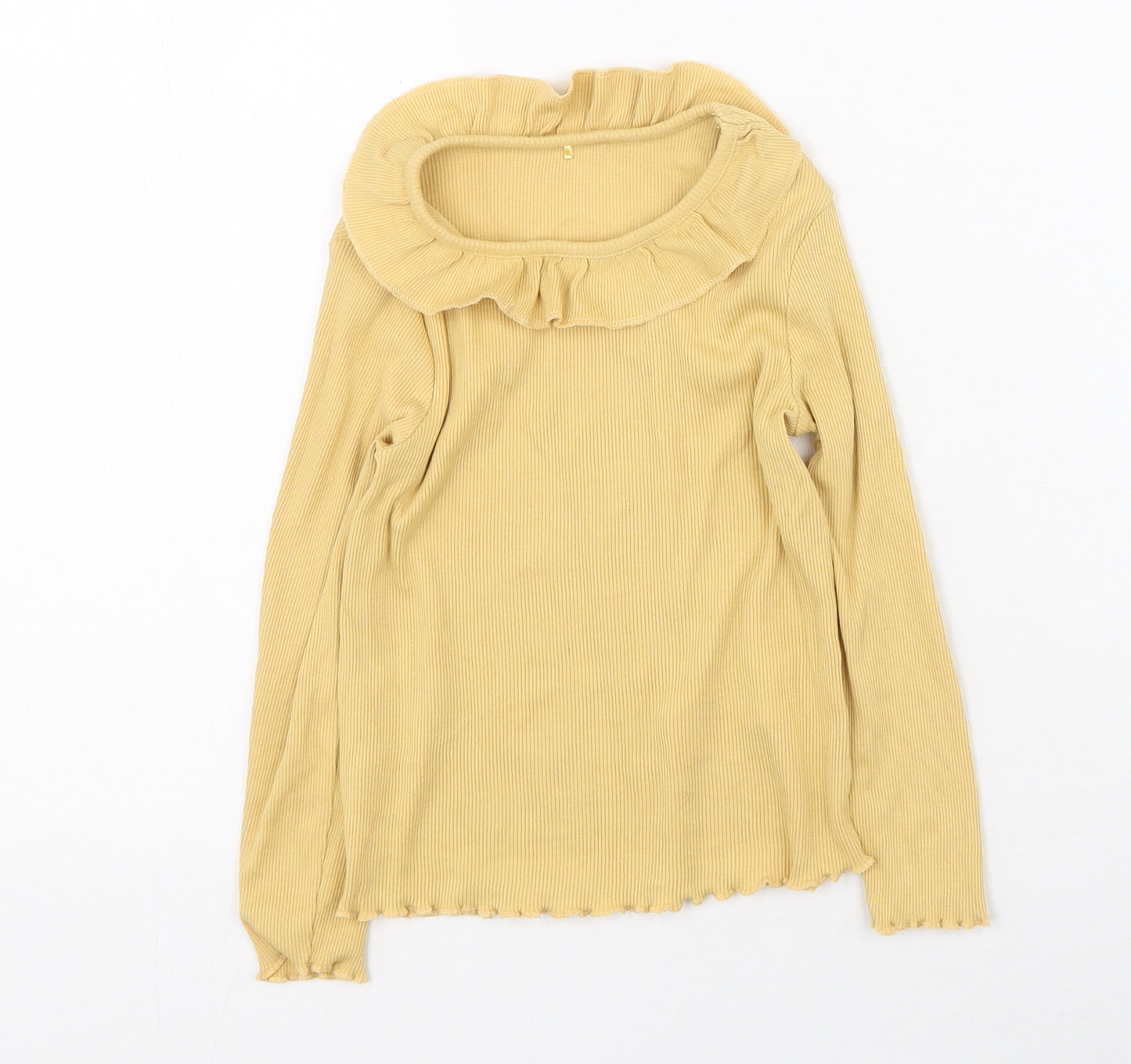 George Girls Yellow  Cotton Basic Casual Size 4-5 Years Round Neck