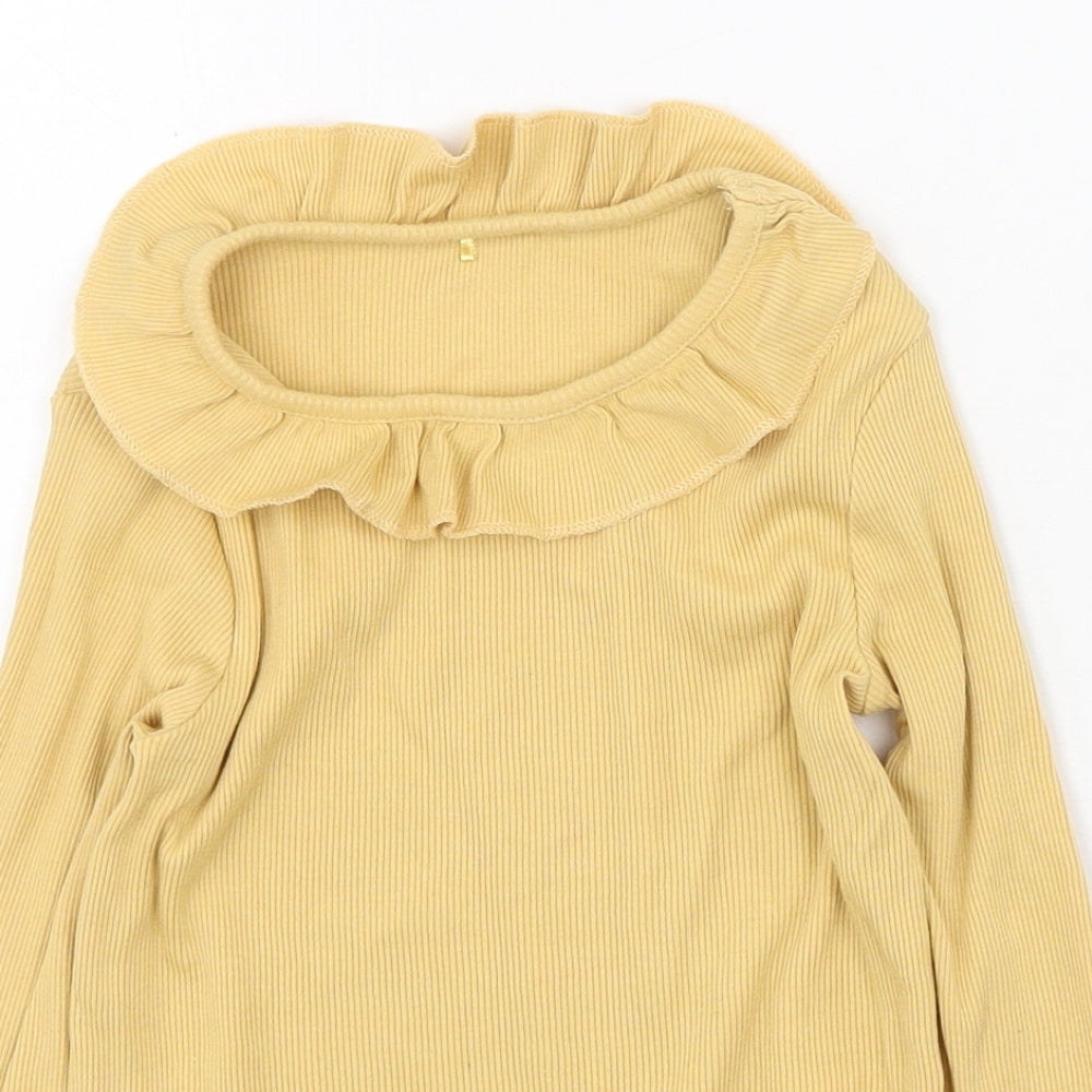 George Girls Yellow  Cotton Basic Casual Size 4-5 Years Round Neck