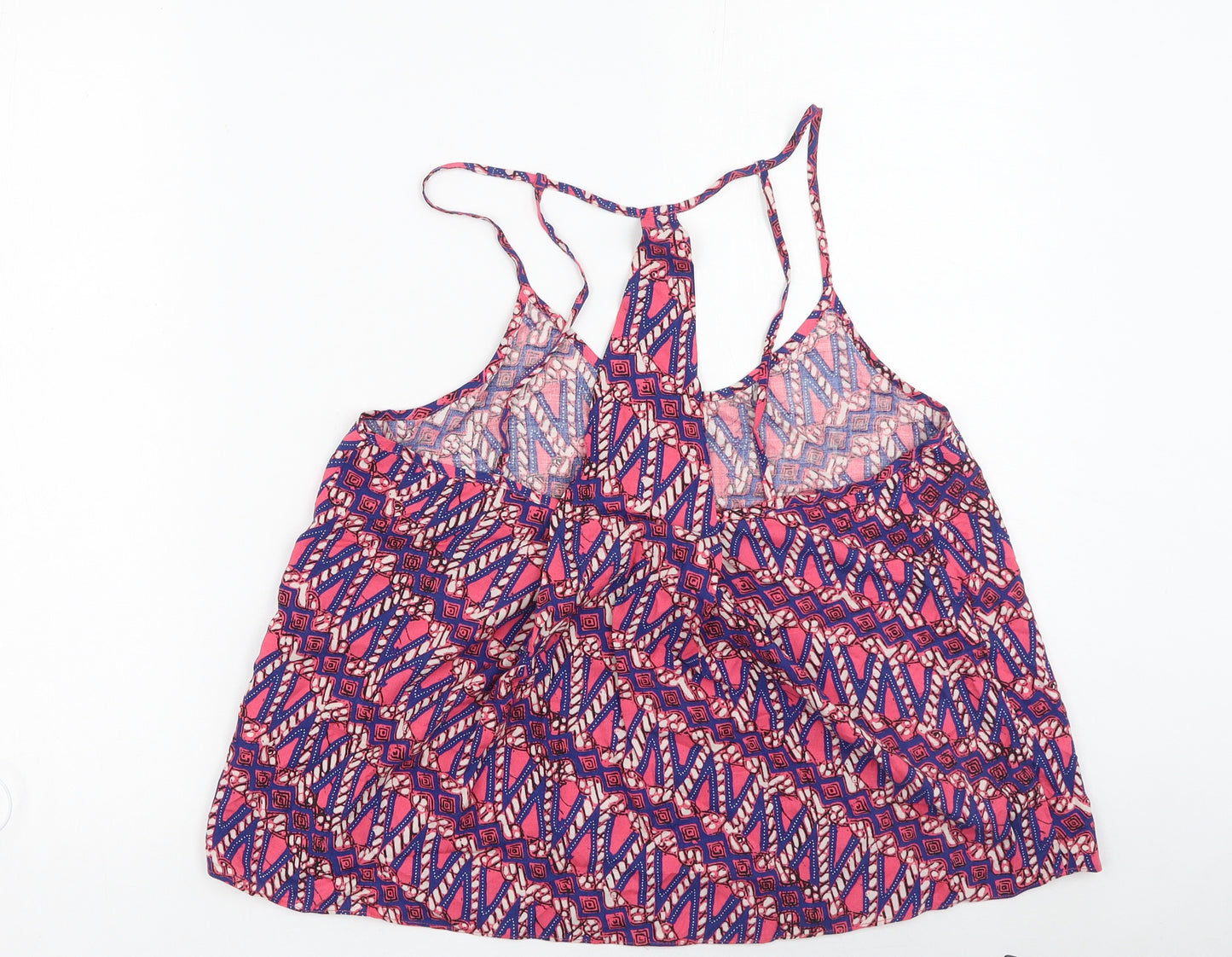 Topshop Womens Multicoloured Geometric Viscose Basic Tank Size 10 Scoop Neck