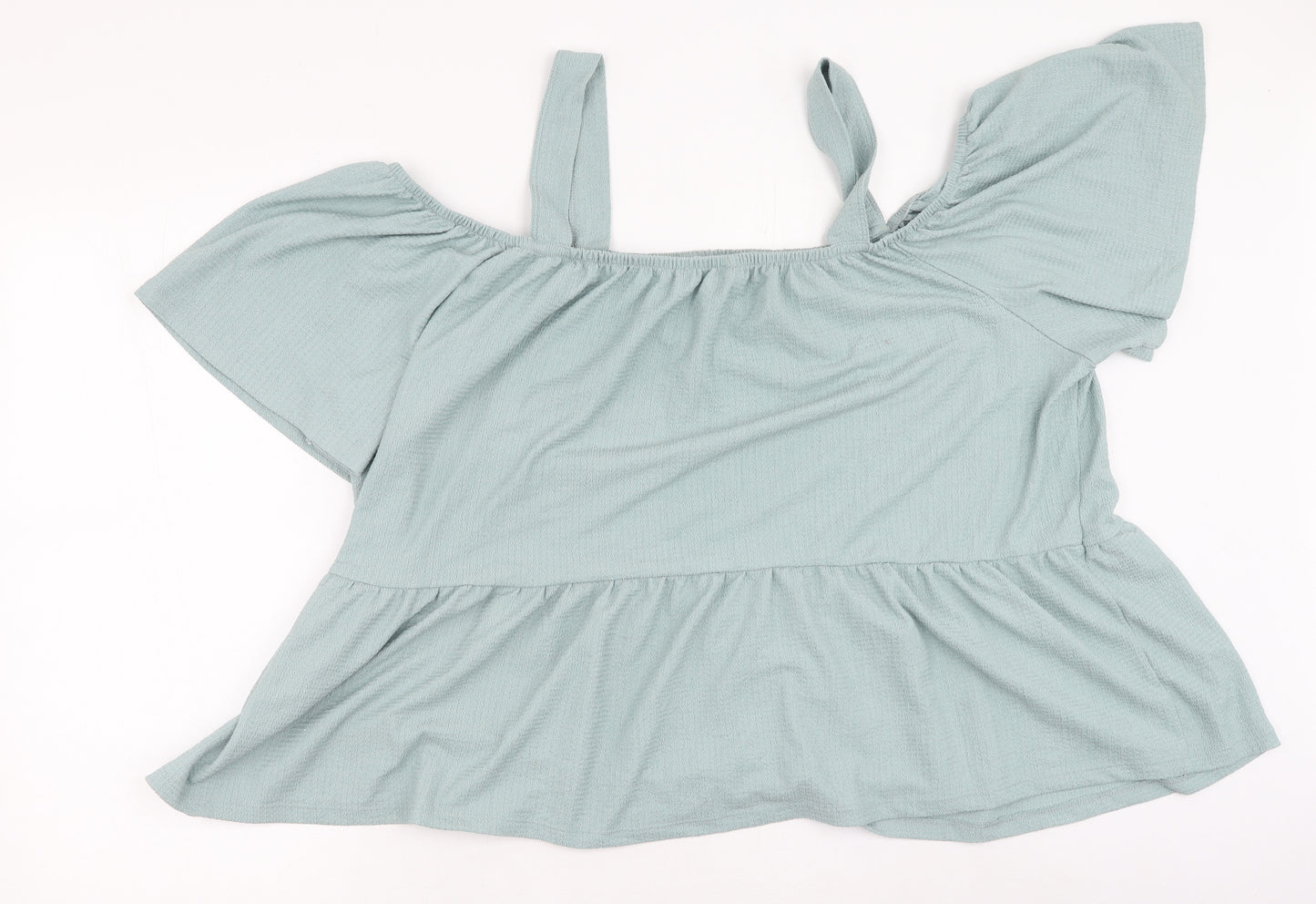 Papaya Womens Green  Polyester Basic T-Shirt Size 24 Off the Shoulder