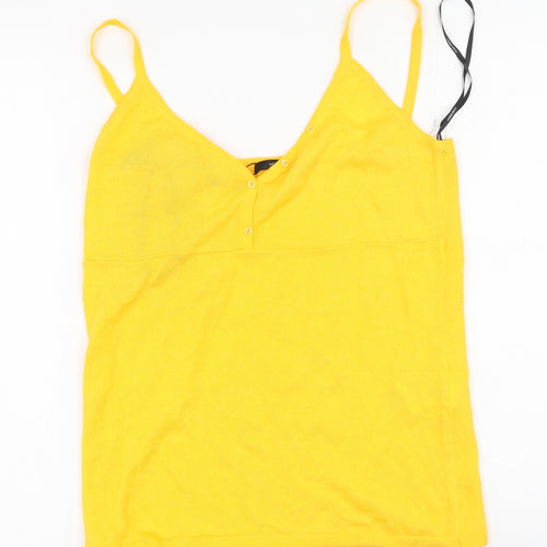 Vera Moda Womens Yellow  Acrylic Basic Tank Size L Round Neck