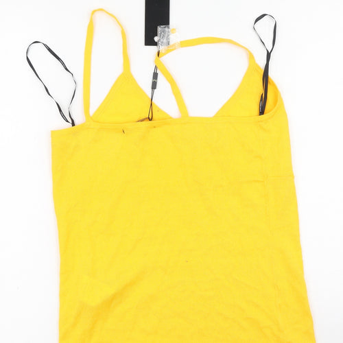 Vera Moda Womens Yellow  Acrylic Basic Tank Size L Round Neck