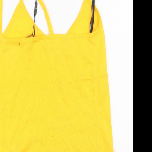 Vera Moda Womens Yellow  Acrylic Basic Tank Size L Round Neck