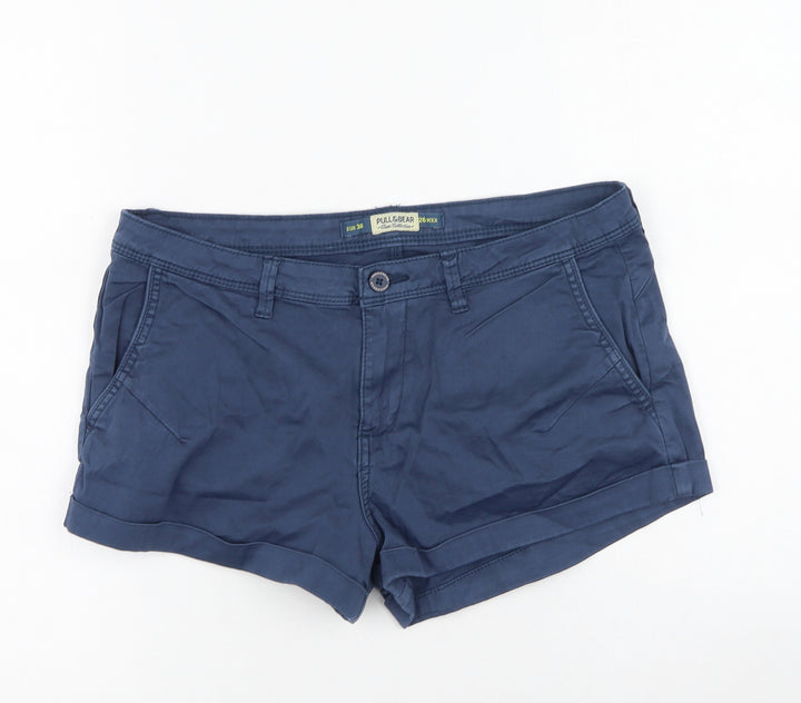 Pull&Bear Womens Blue Cotton Cargo Shorts Size 36 L4.5 in Regular