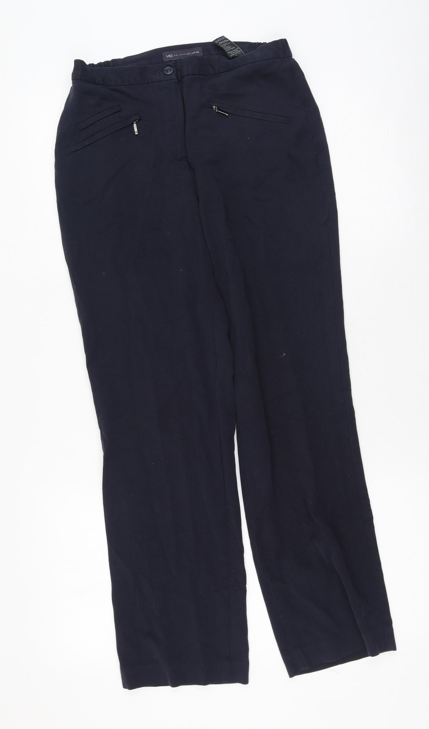 Marks and Spencer Womens Blue  Viscose Trousers  Size 8 L27 in Regular