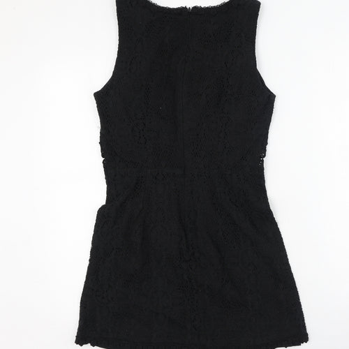 Topshop Womens Black  Cotton Fit & Flare  Size 10  Round Neck