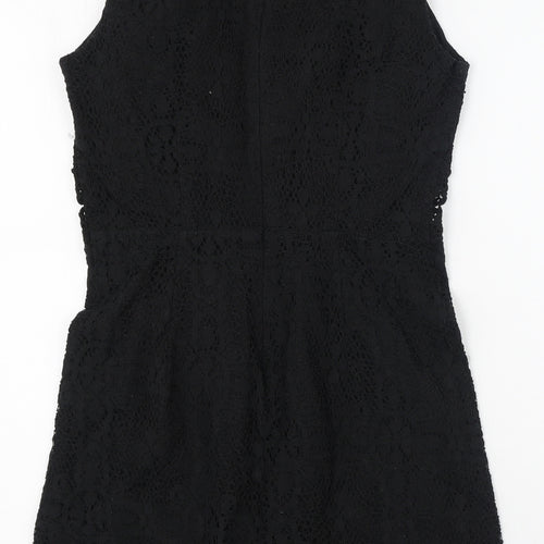 Topshop Womens Black  Cotton Fit & Flare  Size 10  Round Neck