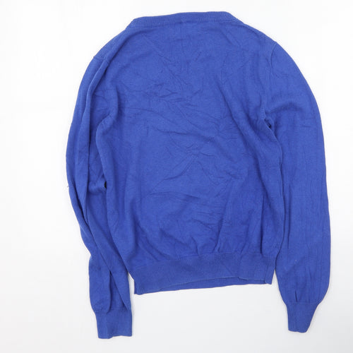 Louche Womens Blue Round Neck  100% Cotton Pullover Jumper Size 14   - dog