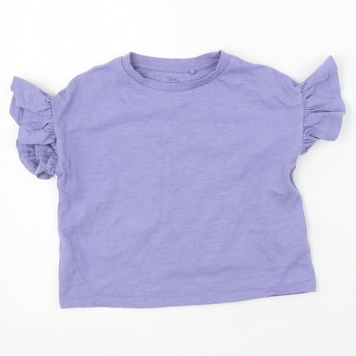 NEXT Girls Purple  Cotton Basic T-Shirt Size 4 Years Round Neck