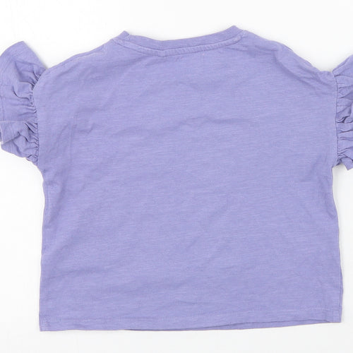 NEXT Girls Purple  Cotton Basic T-Shirt Size 4 Years Round Neck