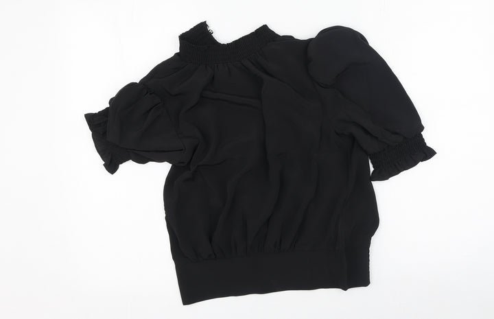 Dorothy Perkins Womens Black Polyester Basic Blouse Size 8 Square Neck