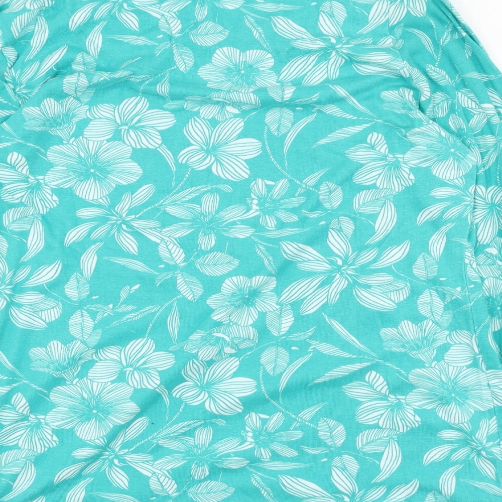 Love Tees Womens Green Floral 100% Cotton Basic T-Shirt Size 18 Round Neck