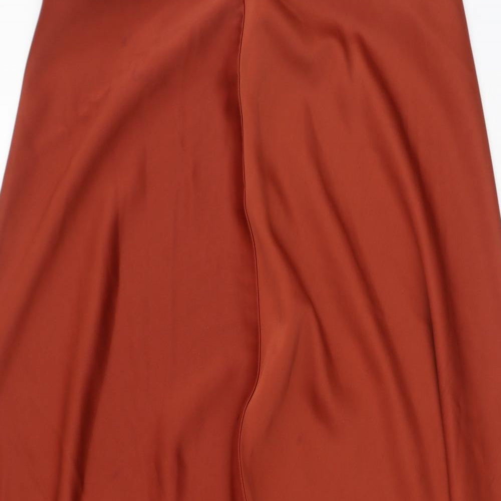 H&M Womens Orange  Polyester Flare Skirt Size 12