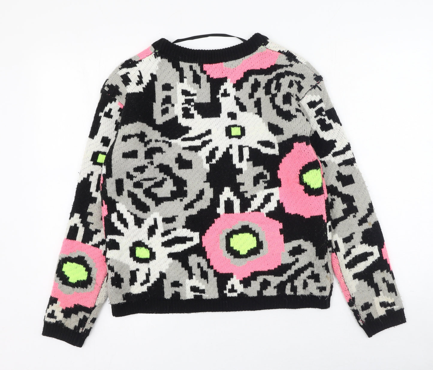 MINKPINK Womens Multicoloured Round Neck Geometric Acrylic Pullover Jumper Size S