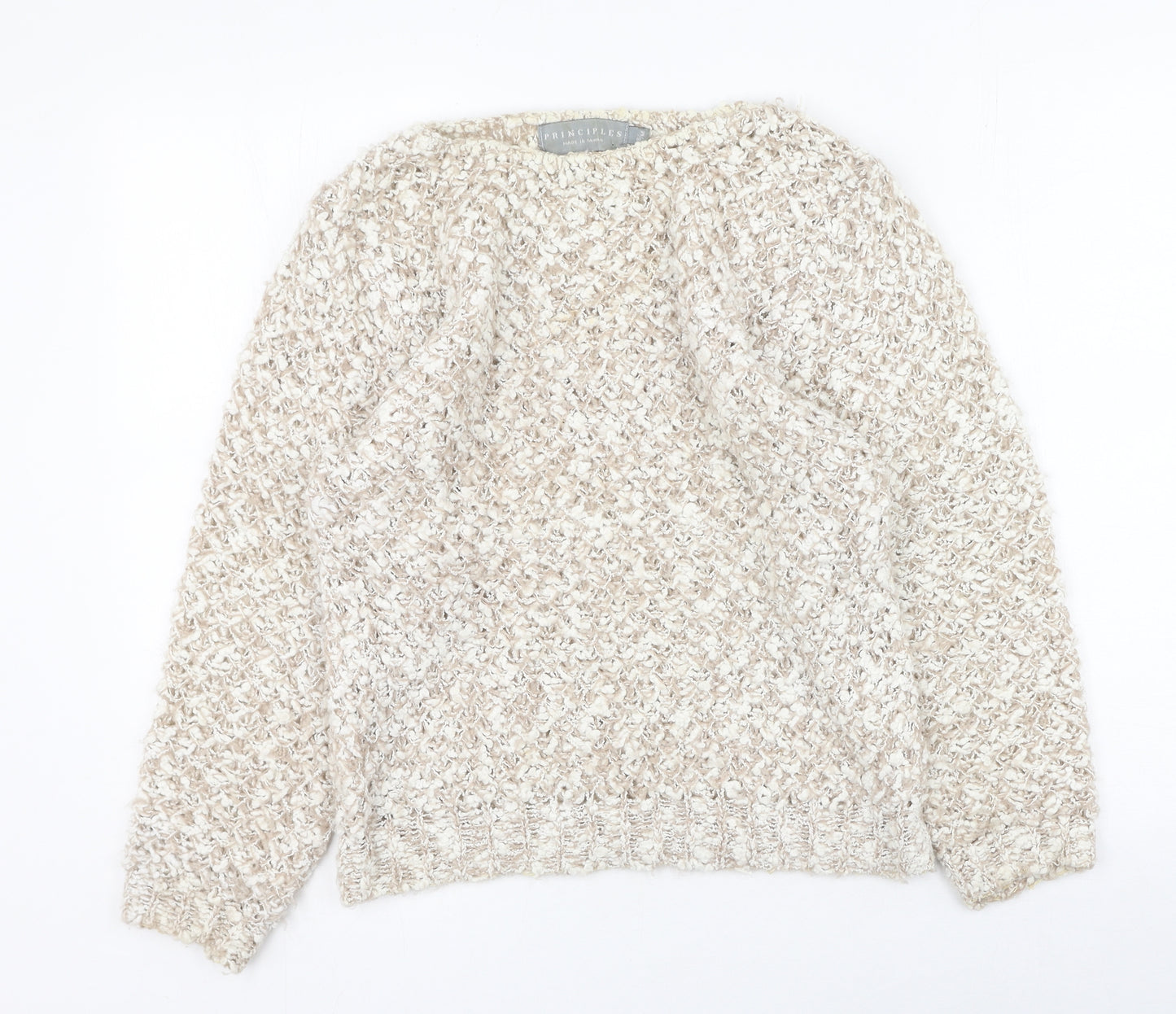 Princeapples Womens Beige Round Neck  Acrylic Pullover Jumper Size S
