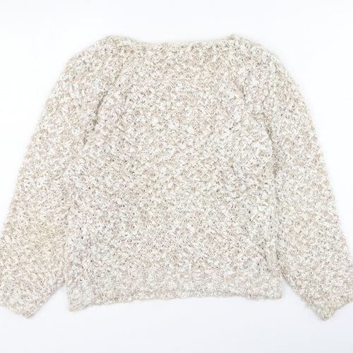Princeapples Womens Beige Round Neck  Acrylic Pullover Jumper Size S