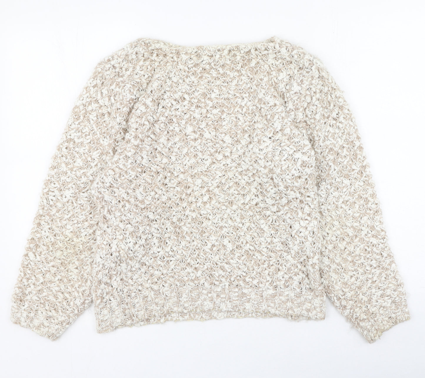 Princeapples Womens Beige Round Neck  Acrylic Pullover Jumper Size S