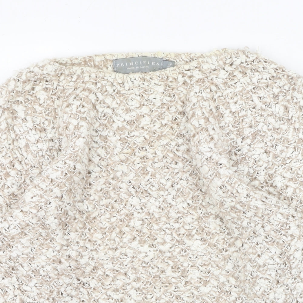 Princeapples Womens Beige Round Neck  Acrylic Pullover Jumper Size S