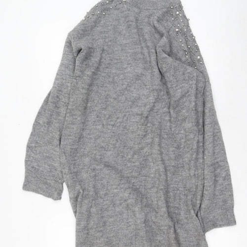 Stradivarius Womens Grey High Neck  Acrylic Pullover Jumper Size S