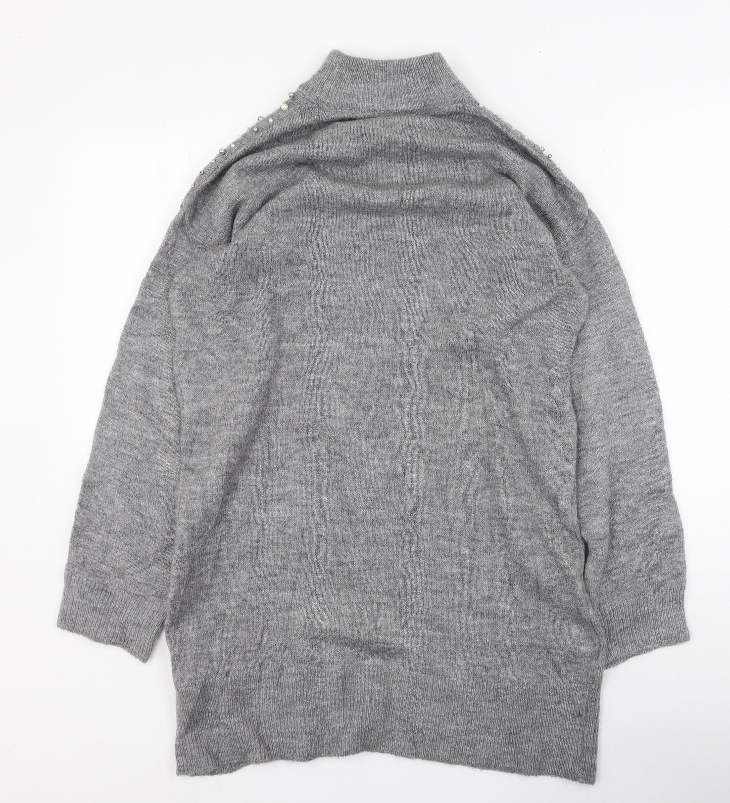 Stradivarius Womens Grey High Neck  Acrylic Pullover Jumper Size S