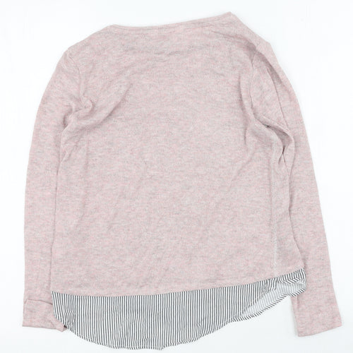 H&M Girls Pink Round Neck Striped Polyester Pullover Jumper Size 11-12 Years