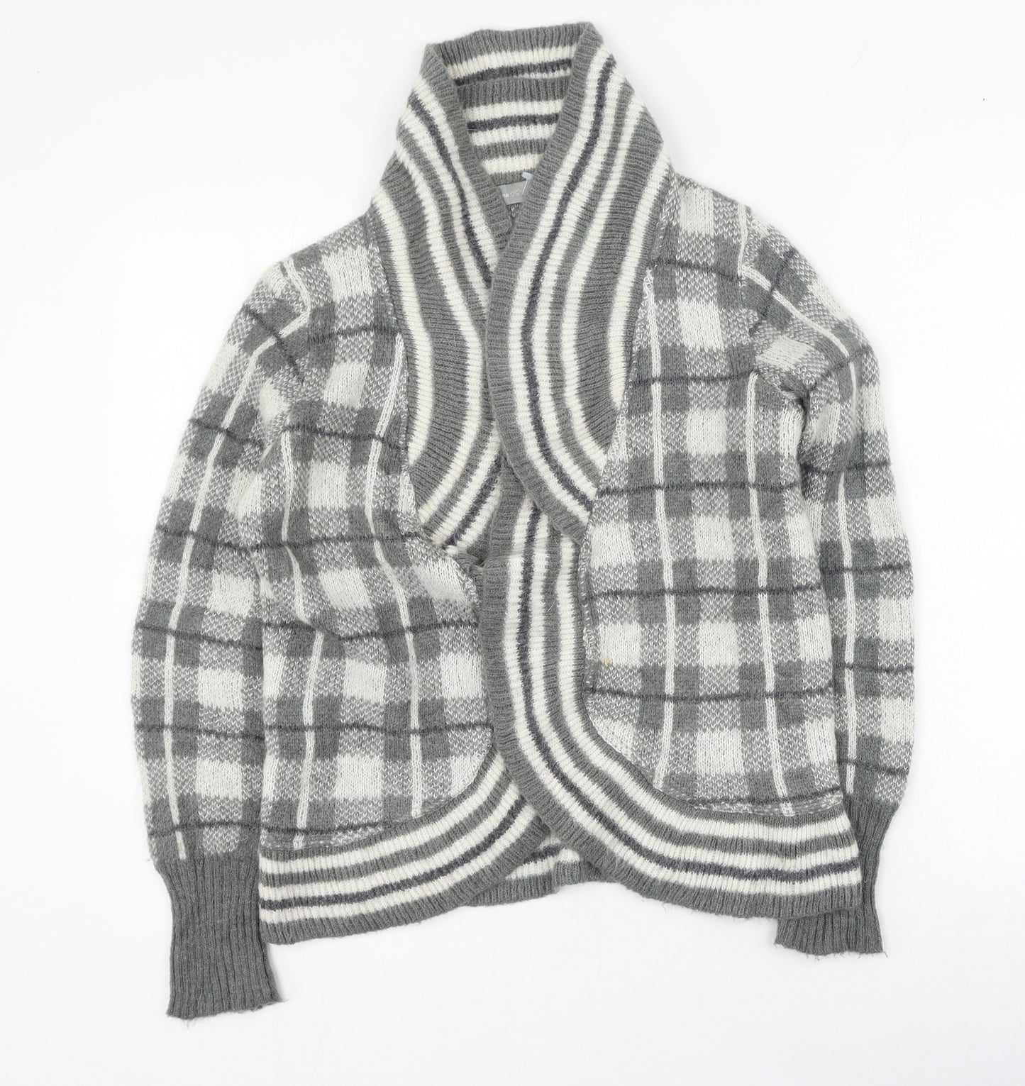 Per Una  Womens Green V-Neck Plaid Acrylic Cardigan Jumper Size S