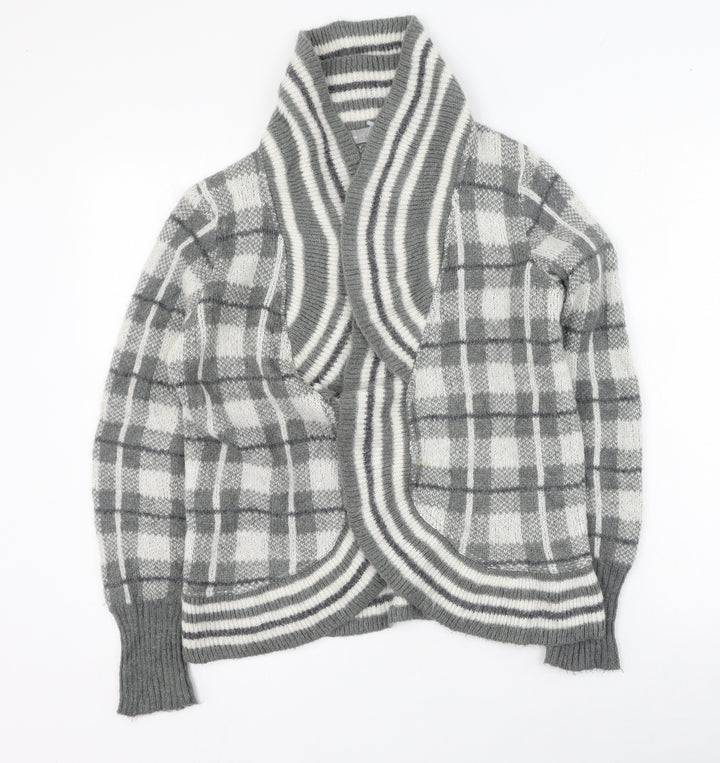 Per Una  Womens Green V-Neck Plaid Acrylic Cardigan Jumper Size S