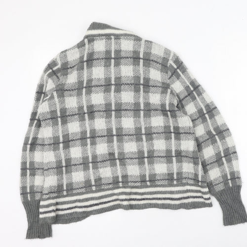 Per Una  Womens Green V-Neck Plaid Acrylic Cardigan Jumper Size S