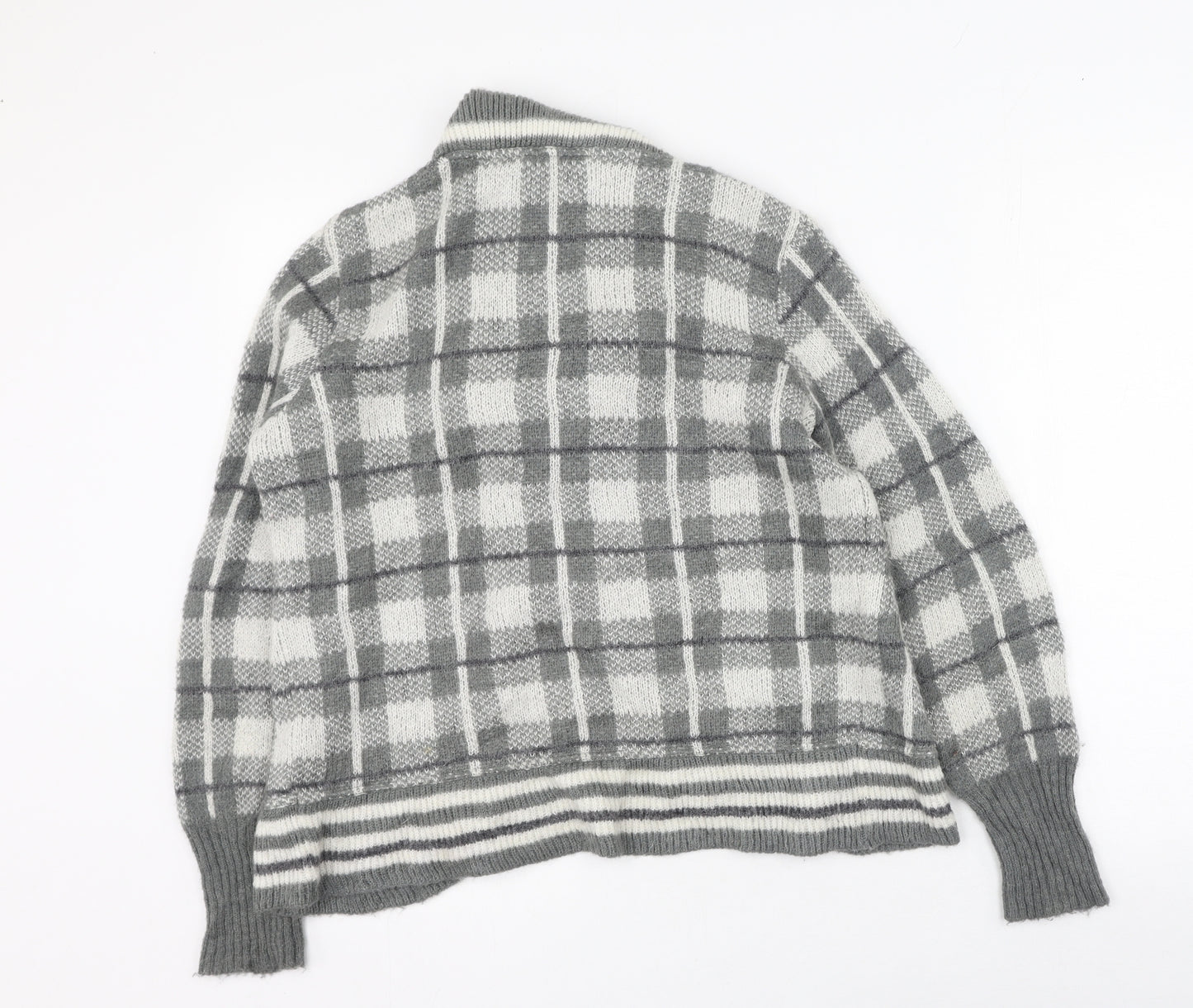 Per Una  Womens Green V-Neck Plaid Acrylic Cardigan Jumper Size S