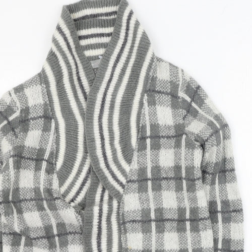 Per Una  Womens Green V-Neck Plaid Acrylic Cardigan Jumper Size S