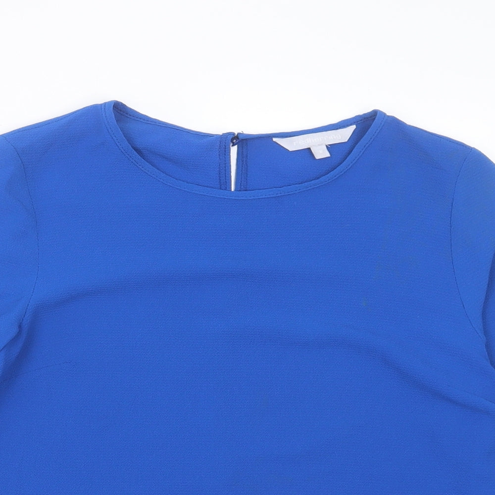 Red Herring Womens Blue  Polyester Basic Blouse Size 8 Crew Neck
