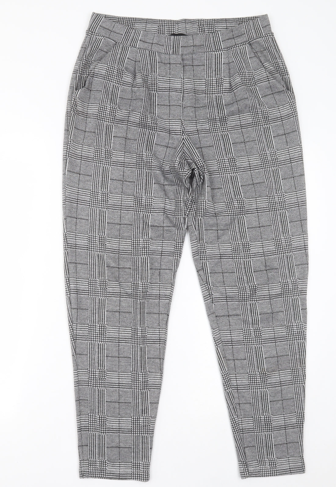 NEXT Womens Grey Plaid Polyester Trousers  Size 12 L28 in Regular