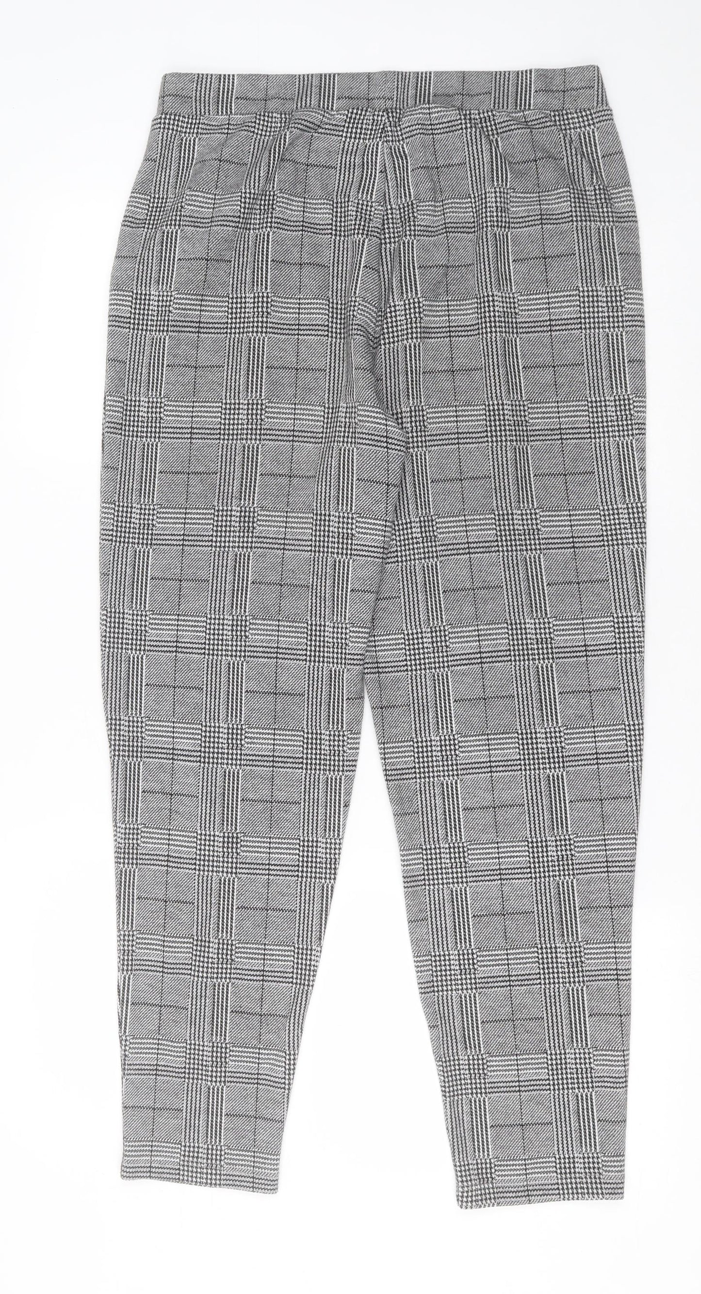 NEXT Womens Grey Plaid Polyester Trousers  Size 12 L28 in Regular