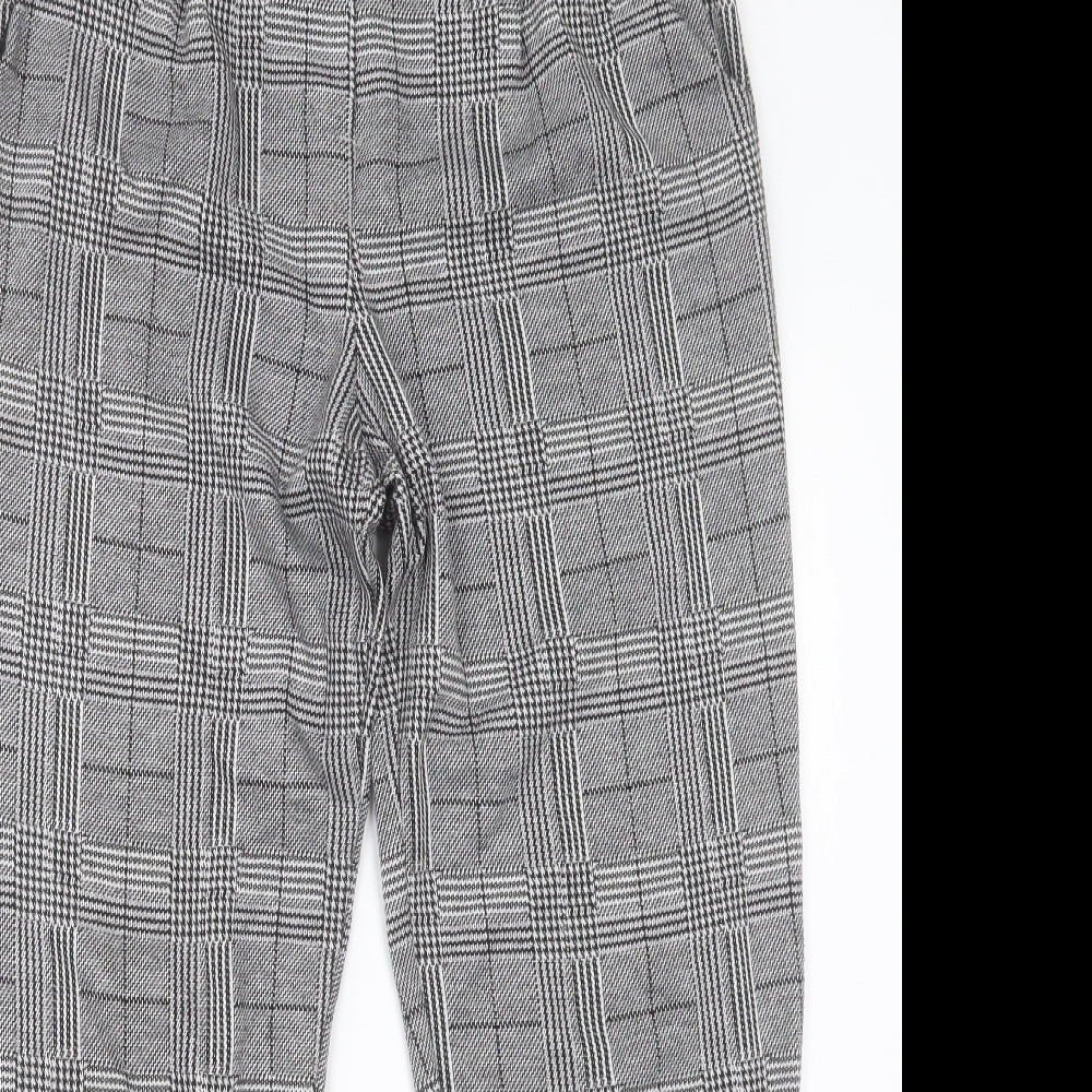 NEXT Womens Grey Plaid Polyester Trousers  Size 12 L28 in Regular