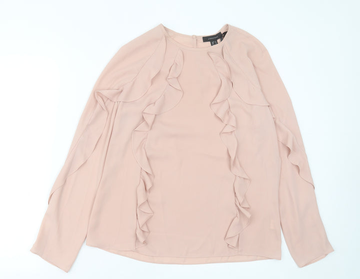 Atmosphere Womens Pink  Polyester Basic Blouse Size 10 Crew Neck